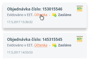 Ilustrační obrázek EET účtenky